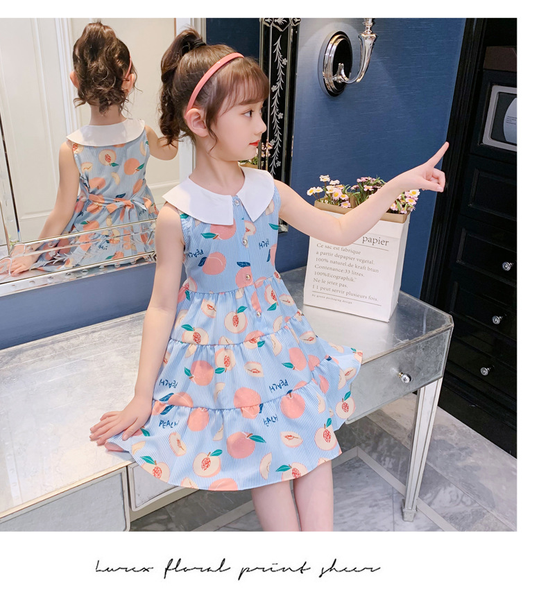 2021 Summer New Girl Princess Dress Medium and Big Children Doll Collar Chiffon Dress Internet Celebrity Summer Dress
