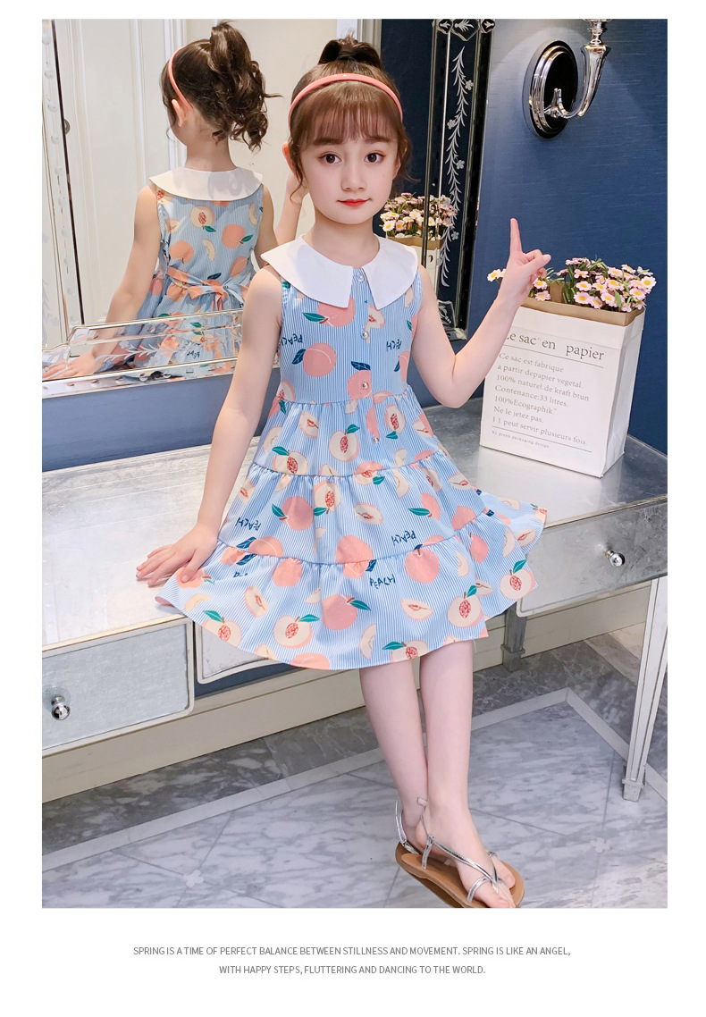 2021 Summer New Girl Princess Dress Medium and Big Children Doll Collar Chiffon Dress Internet Celebrity Summer Dress