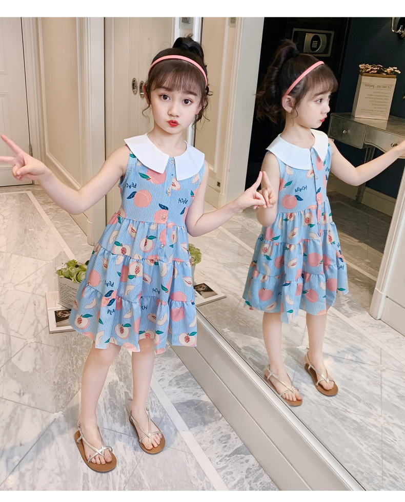 2021 Summer New Girl Princess Dress Medium and Big Children Doll Collar Chiffon Dress Internet Celebrity Summer Dress