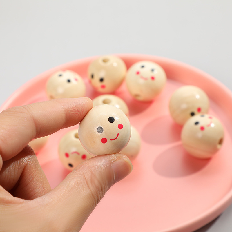 DIY Children's Ornaments Accessories Wood Color Smiley Face Wooden Bead Men and Women Doll Head Wood Bead Accessories DIY Children's Ornaments Accessories Wood Color Smiley Face Wooden Bead Men and Women Doll Head Wood Bead Accessories