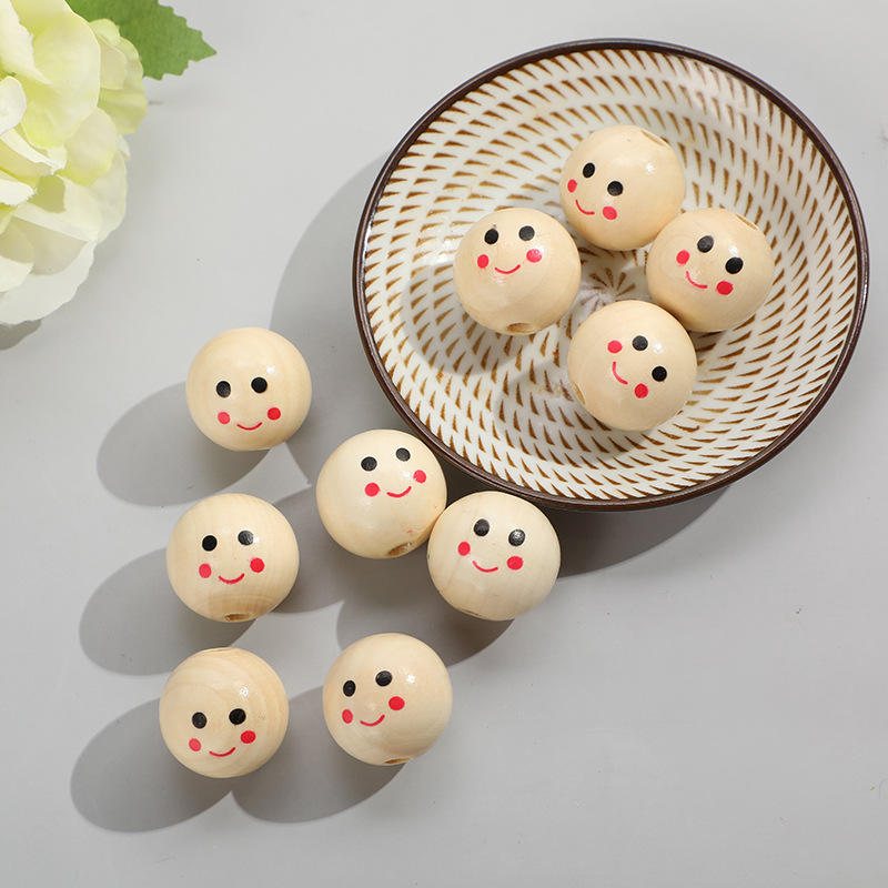 DIY Children's Ornaments Accessories Wood Color Smiley Face Wooden Bead Men and Women Doll Head Wood Bead Accessories DIY Children's Ornaments Accessories Wood Color Smiley Face Wooden Bead Men and Women Doll Head Wood Bead Accessories