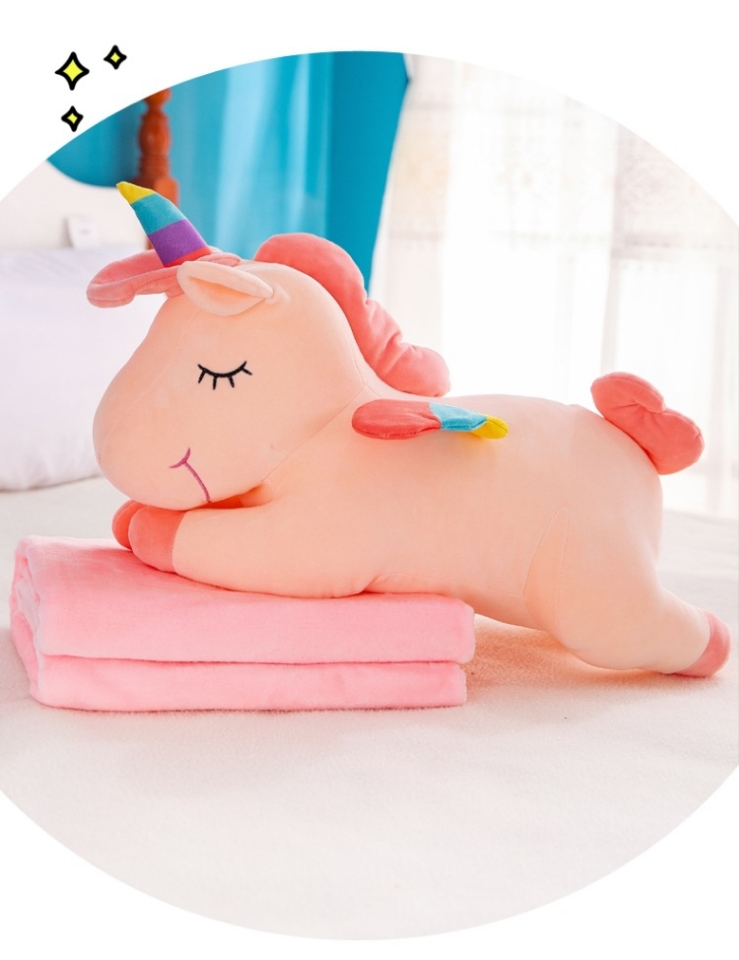 The Ins hot style unicorn hair toys napping and sleeping air conditioners are sold by blanket car pillow manufacturers