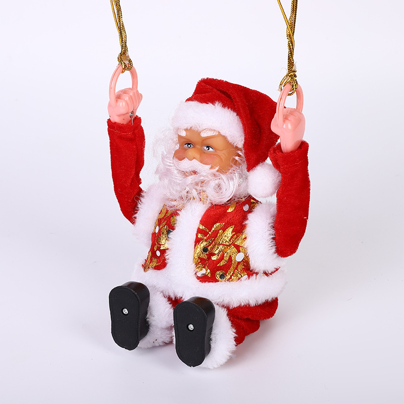 Ladder Parachute Somersault Electric Music Santa Claus Little Doll Christmas Decorations Children&#039;s Toy Gift