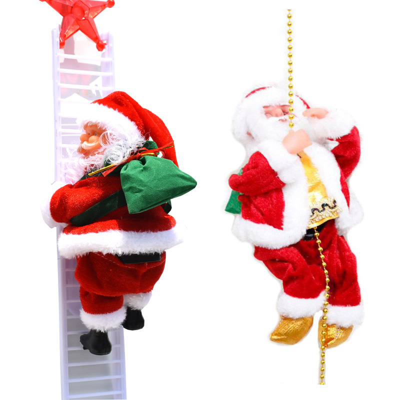 Ladder Parachute Somersault Electric Music Santa Claus Little Doll Christmas Decorations Children's Toy Gift