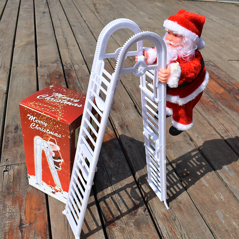 Ladder Parachute Somersault Electric Music Santa Claus Little Doll Christmas Decorations Children's Toy Gift