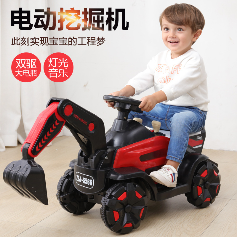 new children&#039;s excavator oversize toy car can sit and ride in the electric remote control boy and girl engineering car