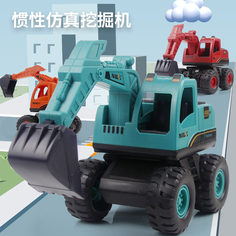New Children&#039;s Inertia Engineering Vehicle Large Drop-Resistant Simulation Rotating Excavator Boy Toy Car Stall Gift