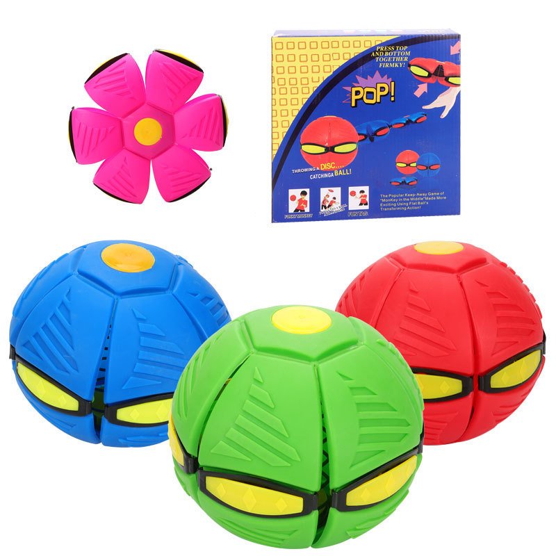Magic Flying Saucer Deformation Ball Stepping Ball with Light Bouncing Ball 3 Lights Flying Saucer Ball Elastic Luminous Toys Cross-Border Spot