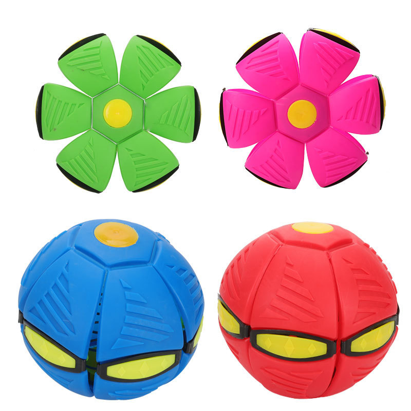Magic Flying Saucer Deformation Ball Stepping Ball with Light Bouncing Ball 3 Lights Flying Saucer Ball Elastic Luminous Toys Cross-Border Spot