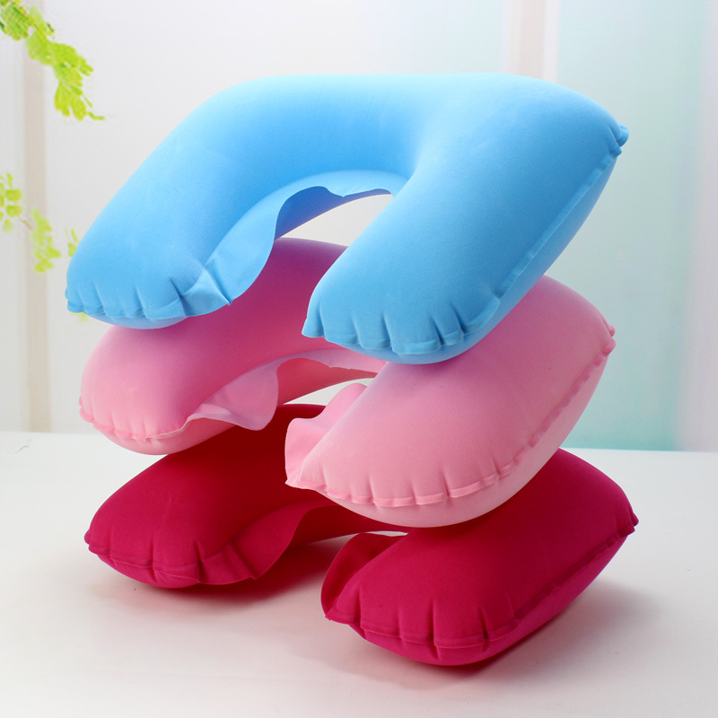 Travel Three Pieces Car Aviation Pillow Flocking Inflatable Neck Pillow Travel Earplugs Eye Mask U-Shape Pillow Three-Piece Set