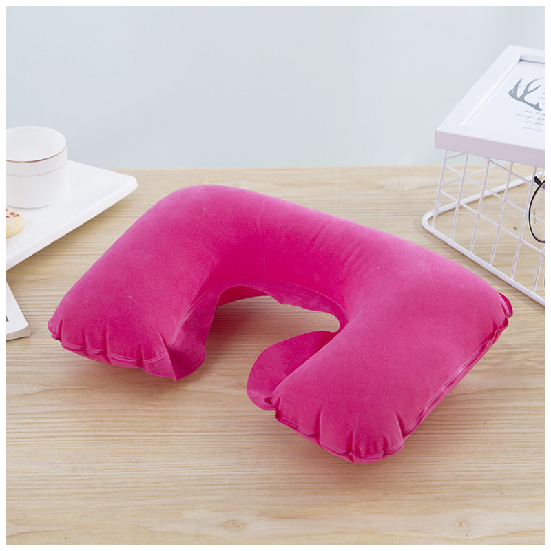 Supply Inflatable Travel Pillow U-Shape Pillow Neck Pillow PVC Flocking Inflatable Pillow PVC Flocking Inflatable Pillow
