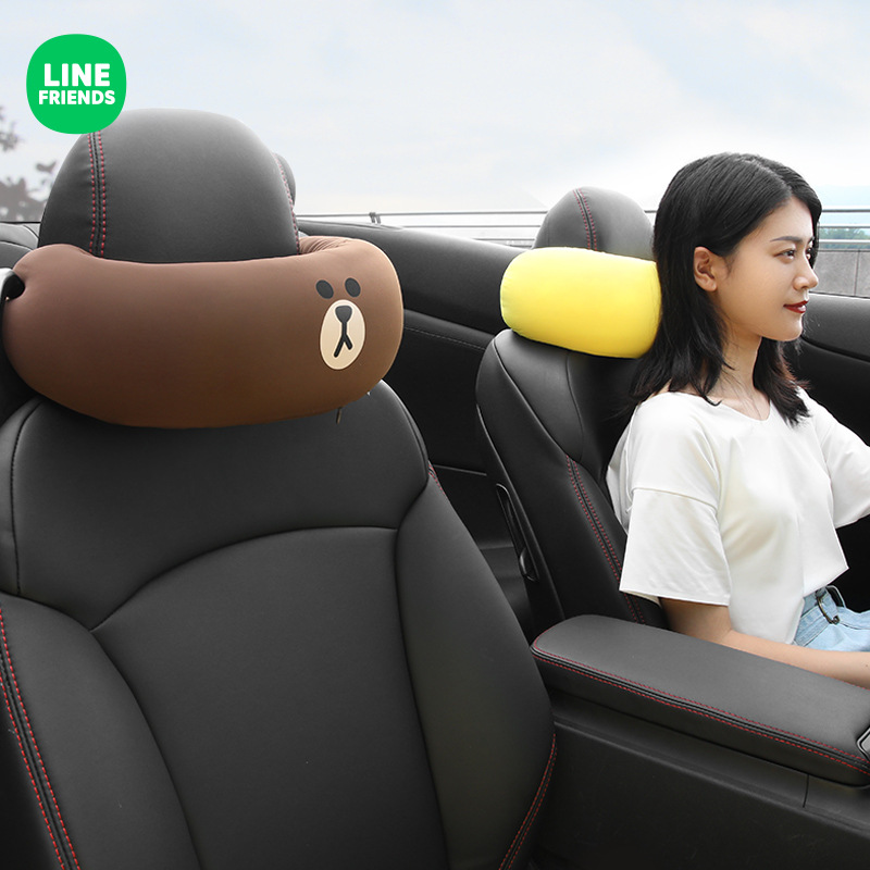 BROWN Automotive Headrest Neck Pillow Neck U-Shaped Pillow Cute Car Pillow Car Seat Cervical Pillow