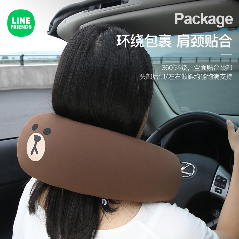 BROWN Automotive Headrest Neck Pillow Neck U-Shaped Pillow Cute Car Pillow Car Seat Cervical Pillow