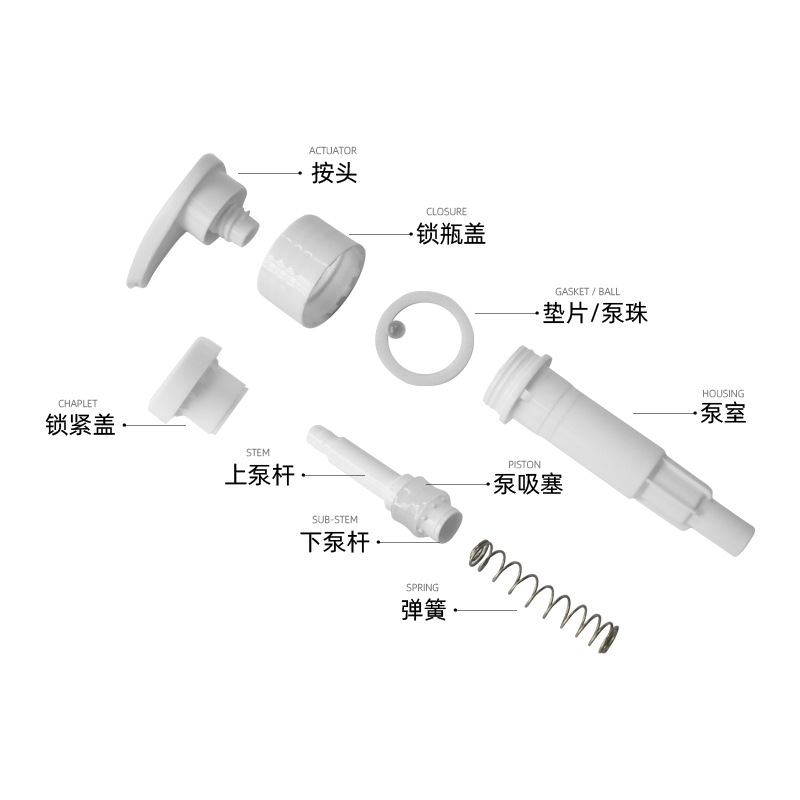 Lotion Pump Short Cover Flat Nozzle Pump Customized 28/401 Plastic Pump Customized Wholesale Cosmetics Applicator Press Pump Head