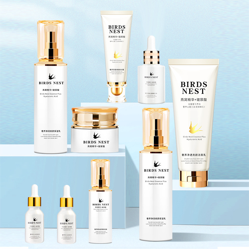 Wholesale Autumn and Winter Facial Care Toner and Lotion Eye Cream BB Cream Cosmetics Moisturizing Hydrating and Firming Bird&#039;s Nest Skin Care Set