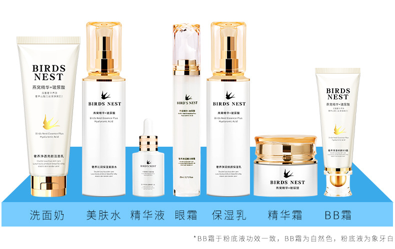 Wholesale Autumn and Winter Facial Care Toner and Lotion Eye Cream BB Cream Cosmetics Moisturizing Hydrating and Firming Bird's Nest Skin Care Set