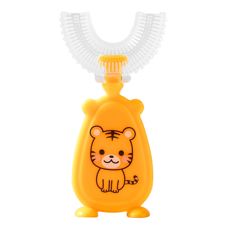 Children&#039;s U-Shaped Manual Toothbrush Liquid Silicone Soft Brush Head Standing Infant Toothbrush
