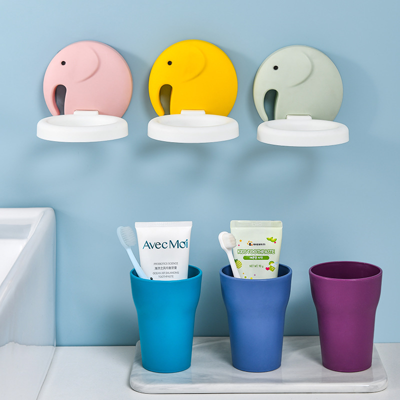 Children&#039;s Toothbrush Cup Storage Rack Punch-Free Cute Baby Tooth-Cleaners Shelf Bathroom Wall-Mounted Washing Cup Toothbrush Holder