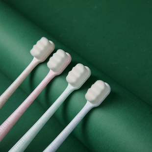 Children's Toothbrush 3 PCs 3-5 Years Old Small Mushroom Silicone Bruch Head Cartoon Baby Ultra-Fine Soft-Bristle Toothbrush Factory Wholesale
