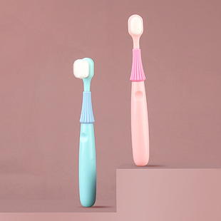Children's Toothbrush 3 PCs 3-5 Years Old Small Mushroom Silicone Bruch Head Cartoon Baby Ultra-Fine Soft-Bristle Toothbrush Factory Wholesale