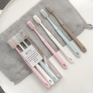 Children's Toothbrush 3 PCs 3-5 Years Old Small Mushroom Silicone Bruch Head Cartoon Baby Ultra-Fine Soft-Bristle Toothbrush Factory Wholesale