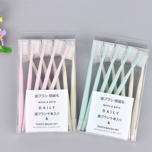 Children's Toothbrush 3 PCs 3-5 Years Old Small Mushroom Silicone Bruch Head Cartoon Baby Ultra-Fine Soft-Bristle Toothbrush Factory Wholesale