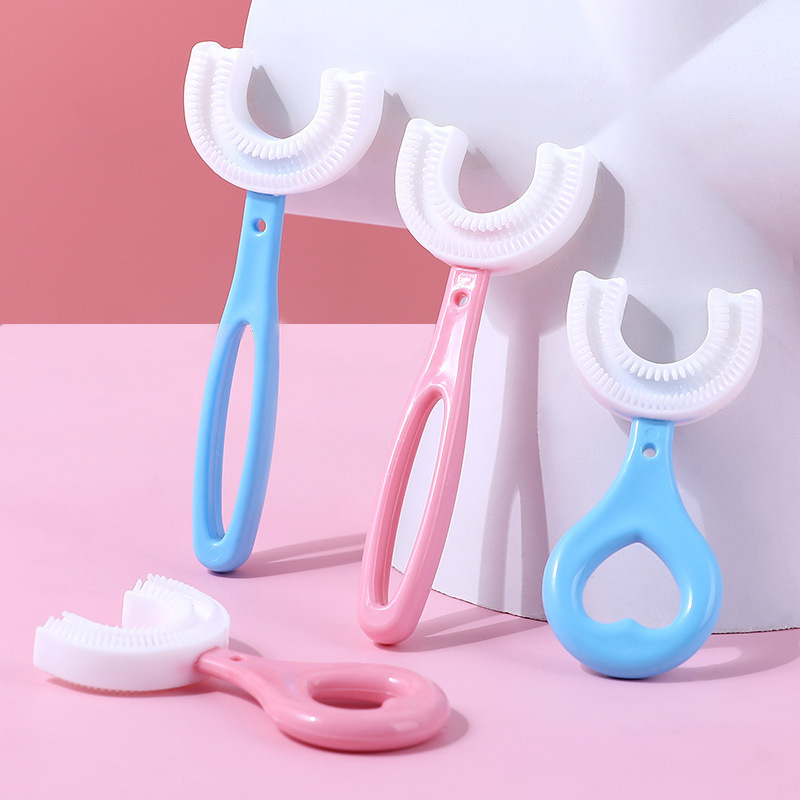 New Children&#039;s U-Shaped Toothbrush Wholesale Soft Bristles Silicone Baby Household Nipple Training Toothbrush Cross-Border