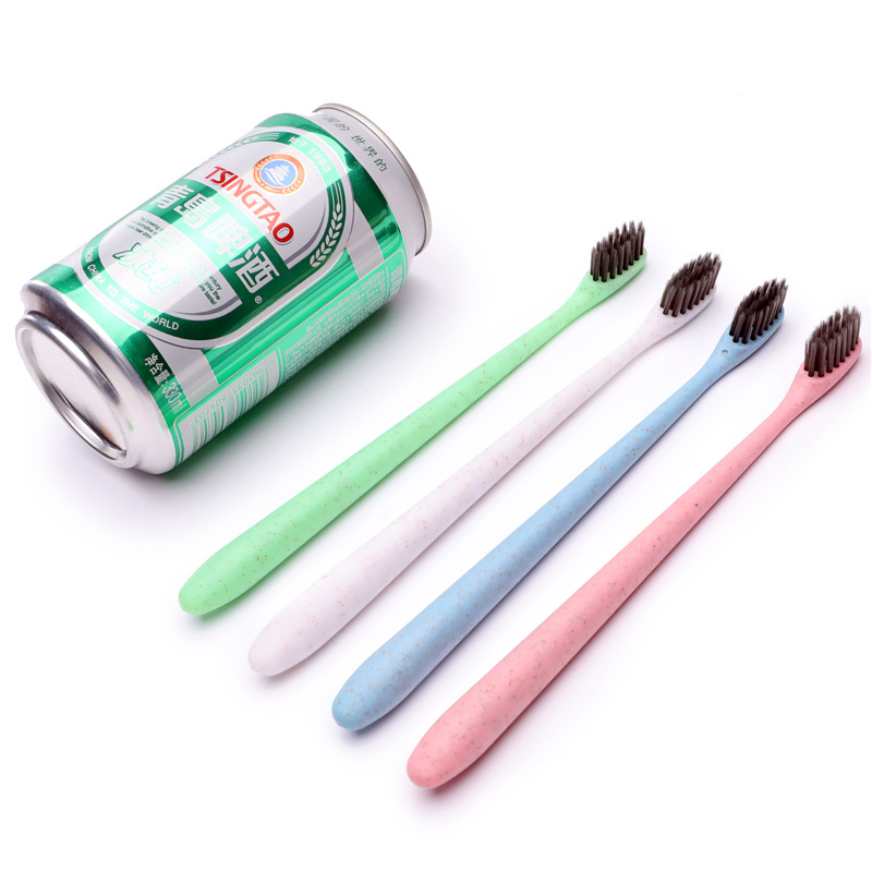Wheat Straw Children&#039;s Toothbrush Filament Soft Hair Adult Portable Travel Couple Bamboo Charcoal Head Single Tube Packing Toothbrush