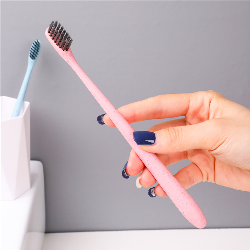 Wheat Straw Children&#039;s Toothbrush Filament Soft Hair Adult Portable Travel Couple Bamboo Charcoal Head Single Tube Packing Toothbrush