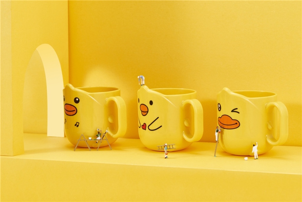 J6266 Small Yellow Duck Cup Children's Mouthwash Cup Cup Cute Tooth Cup Household Mouthwash Cup Cup Cartoon Toothbrush Cup
