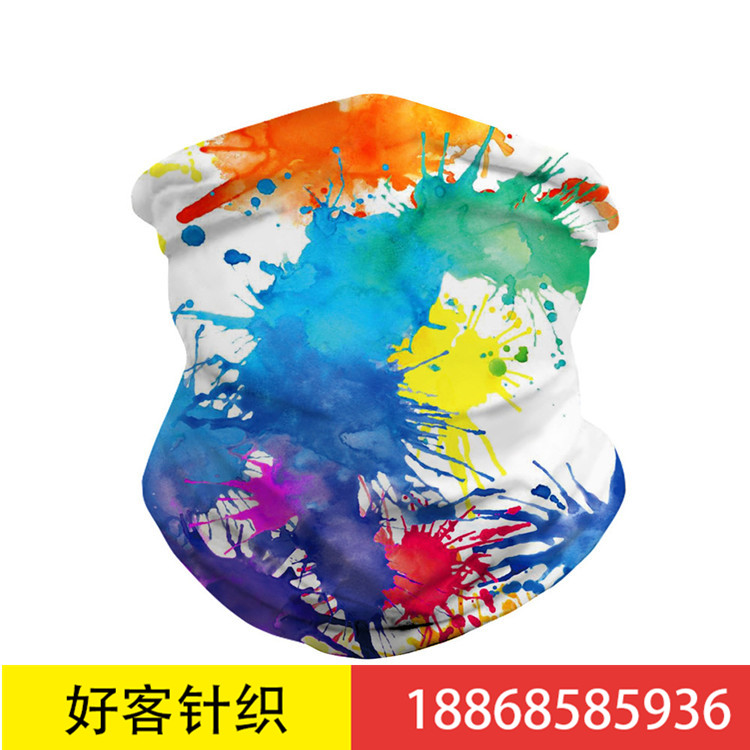Popular tie-dye printed with gradual change for men and women beanie hood mask neck scarf dust kerchief hat trend