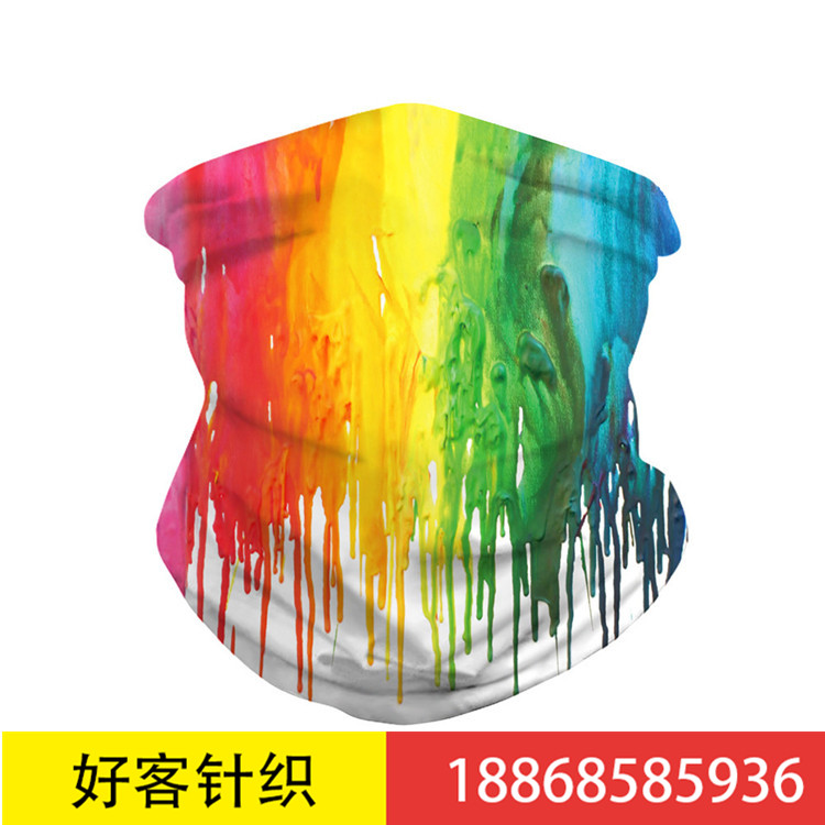 Popular tie-dye printed with gradual change for men and women beanie hood mask neck scarf dust kerchief hat trend