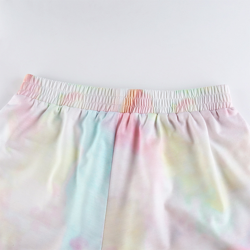 Summer 2020 Aliexpress New Women's fashion versatile tie-dye slimming Slimming crop vest shorts hair