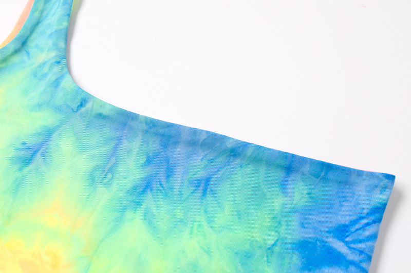 Summer Amazon hot selling women sexy one-shoulder tie-dye vest women hair replacement