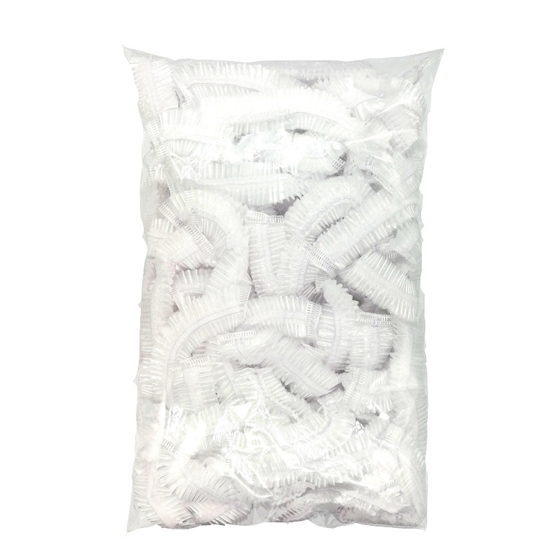 Disposable strip PE bath cap transparent waterproof hair dye plastic bath cap 100 bags spot compressible packaging