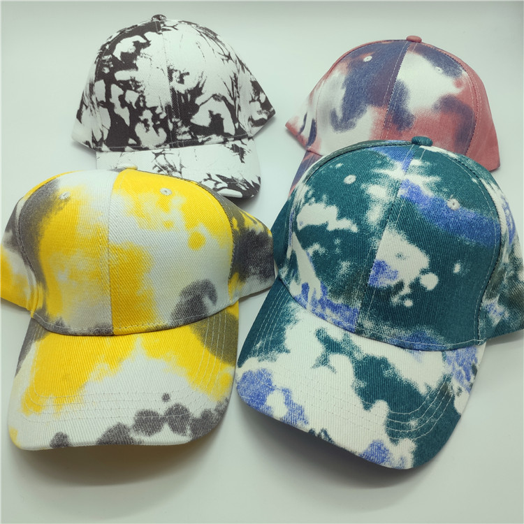 2020 black and white tie-dye alphabet baseball cap Korean version of light-body color dye outdoor sunshade hat hat tide
