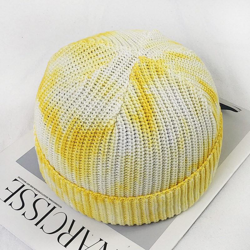 Woolen Cap Men&#039;s Cool Popular Brand Tie-Dye Craft Autumn and Winter Knitted Hat Hip-Hop Street Hat Autumn Closed Toe Beanie Hat Tide