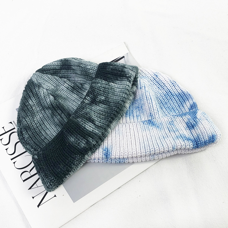 Woolen Cap Men's Cool Popular Brand Tie-Dye Craft Autumn and Winter Knitted Hat Hip-Hop Street Hat Autumn Closed Toe Beanie Hat Tide Woolen Cap Men's Cool Popular Brand Tie-Dye Craft Autumn and Winter Knitted Hat Hip-Hop Street Hat Autumn Closed Toe Beanie Hat Tide