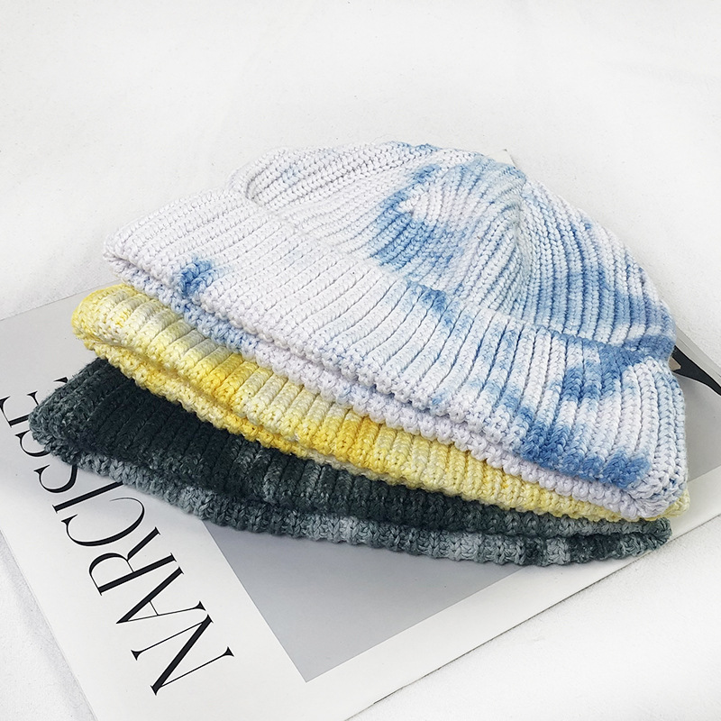 Woolen Cap Men's Cool Popular Brand Tie-Dye Craft Autumn and Winter Knitted Hat Hip-Hop Street Hat Autumn Closed Toe Beanie Hat Tide Woolen Cap Men's Cool Popular Brand Tie-Dye Craft Autumn and Winter Knitted Hat Hip-Hop Street Hat Autumn Closed Toe Beanie Hat Tide