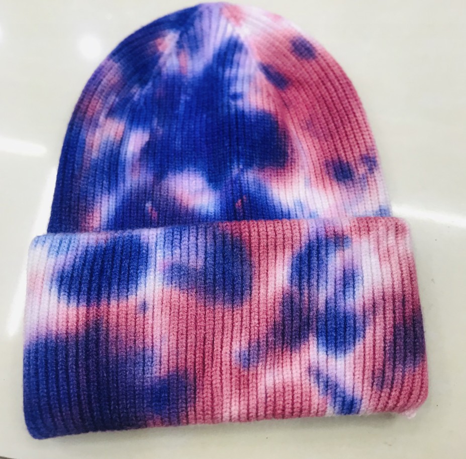 2020 European and American Insebay Amazon Etsy Hot Tie-Dye Knitted Hat Skullcap Brimless Woolen Cap Spot