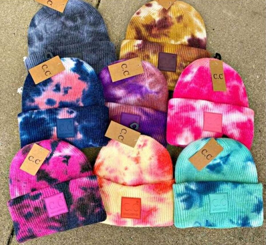 2020 European and American Insebay Amazon Etsy Hot Tie-Dye Knitted Hat Skullcap Brimless Woolen Cap Spot