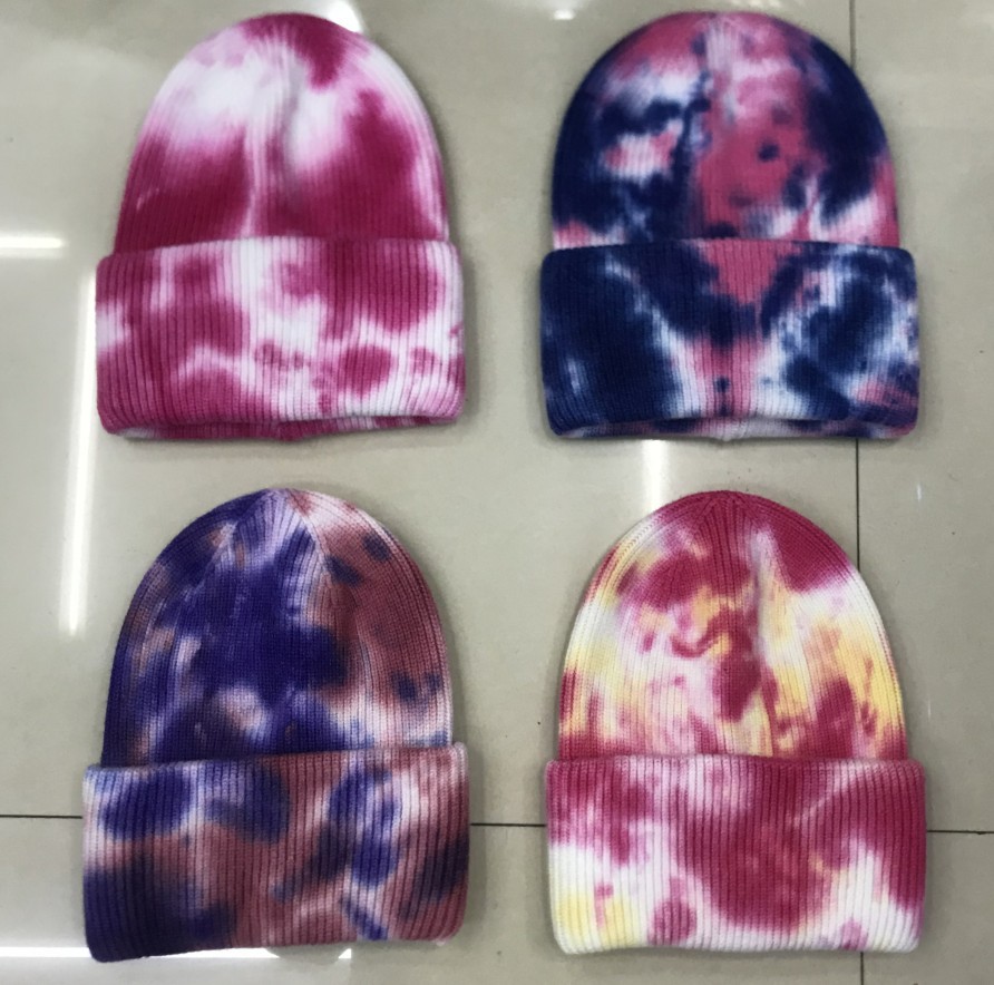2020 European and American Insebay Amazon Etsy Hot Tie-Dye Knitted Hat Skullcap Brimless Woolen Cap Spot