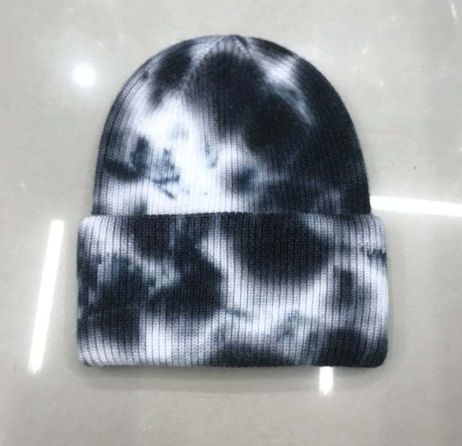 2020 European and American Insebay Amazon Etsy Hot Tie-Dye Knitted Hat Skullcap Brimless Woolen Cap Spot