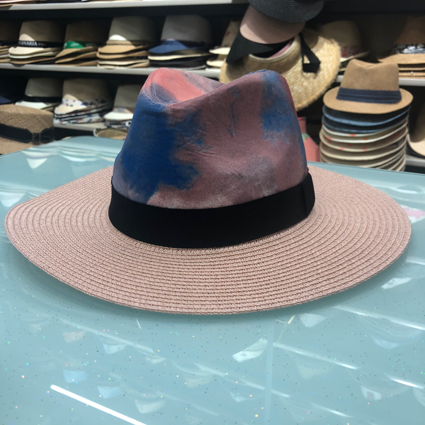 Popular Tie-Dye Straw Hat Women's Beach Sun-Proof Top Hat
