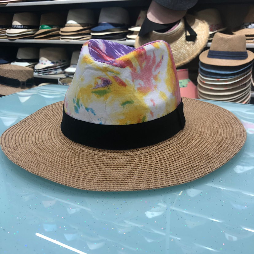 Popular Tie-Dye Straw Hat Women's Beach Sun-Proof Top Hat