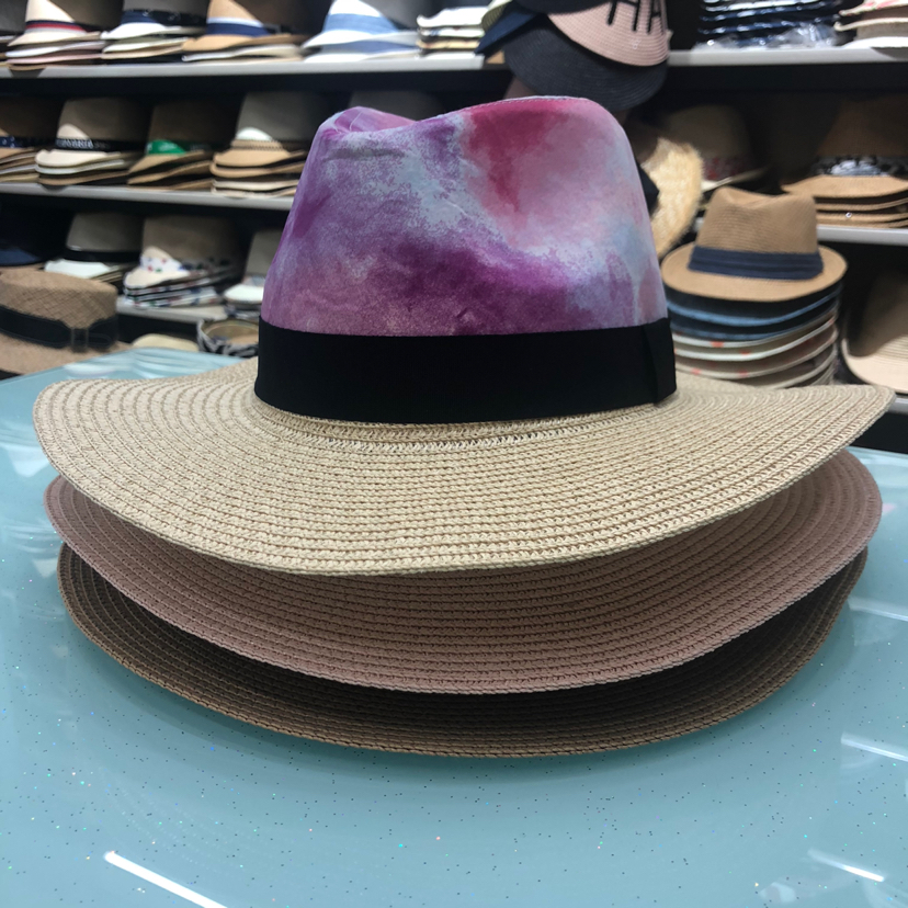 Popular Tie-Dye Straw Hat Women&#039;s Beach Sun-Proof Top Hat