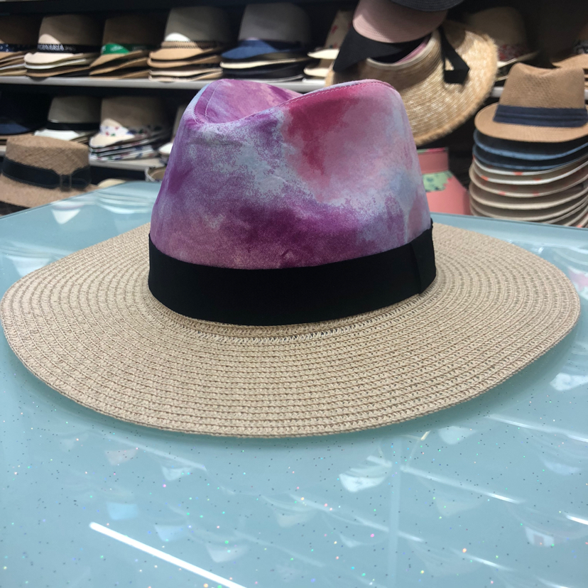 Popular Tie-Dye Straw Hat Women's Beach Sun-Proof Top Hat