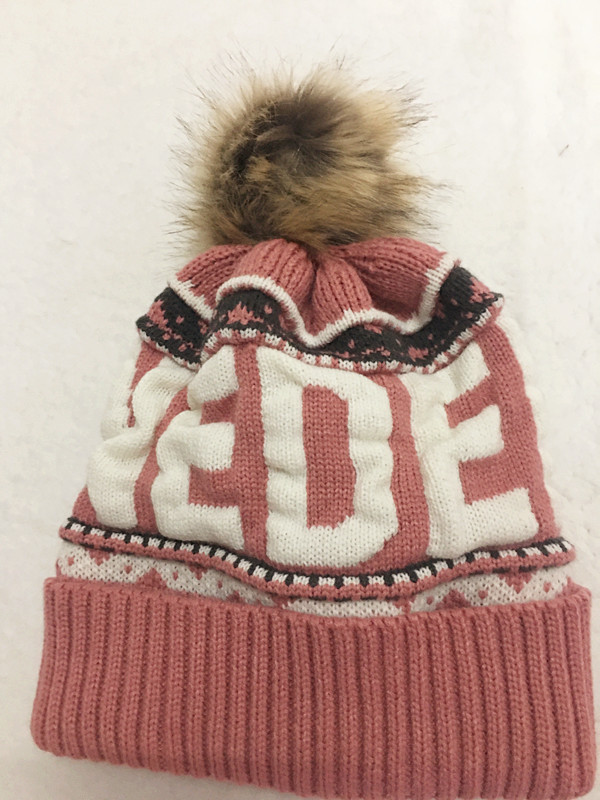 Winter European American Style Knitted Letter Jacquard Warm Women's Hat Plush Lining Big Fur Ball Men's Section-Dye String Hat