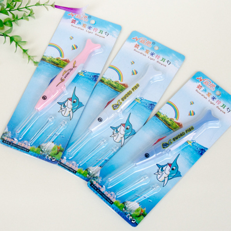 Cartoon Luminous Ear Pick Multi-Functional Xinyan Fish with Light Earpick Ear Pick Grilled Ear Cleaner Digging Earpick