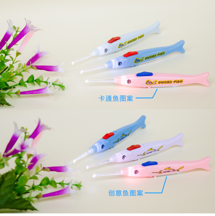 Cartoon Luminous Ear Pick Multi-Functional Xinyan Fish with Light Earpick Ear Pick Grilled Ear Cleaner Digging Earpick
